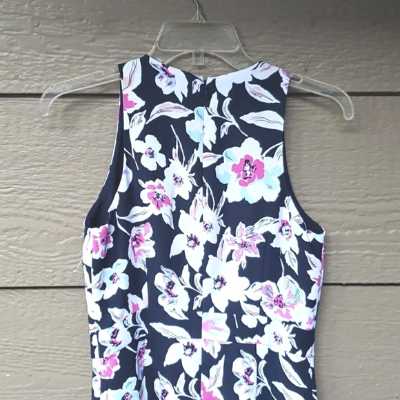 Banana Republic Floral Ruffle Wrap Racerback Dress Navy & Purple Floral 0 - Picture 11 of 15